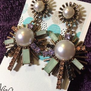 Jeweled Starburst Dangle Earrings NWOT